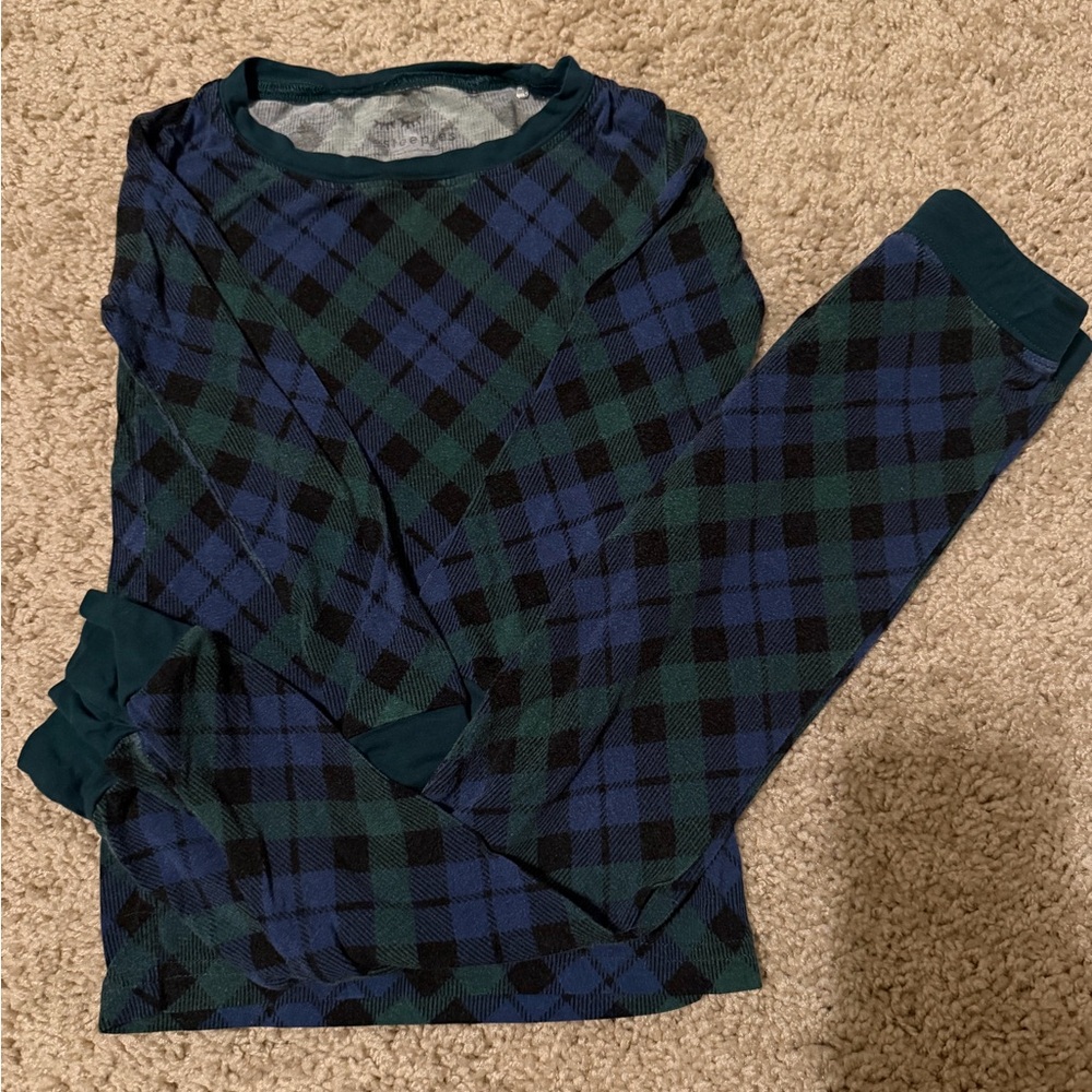 Little Sleepies Blue and Green Plaid Kids Pajama Set